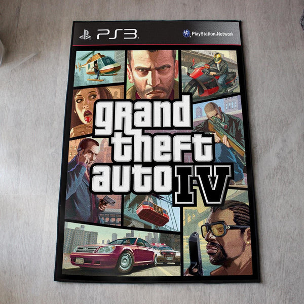 GTA 4 rug featuring PS3 video game cover art design