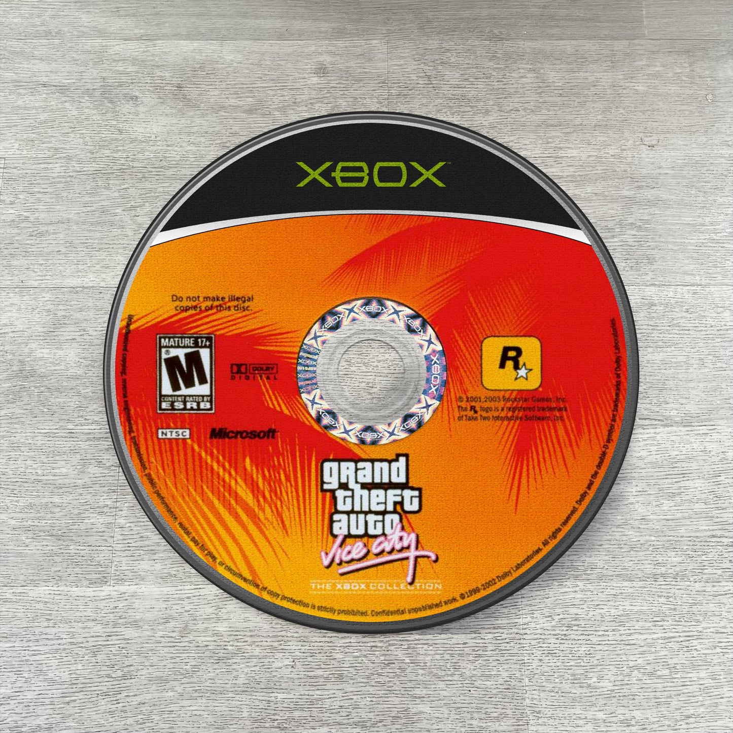 GTA Vice City rug with Rockstar Games disc design for PS2 Xbox 360