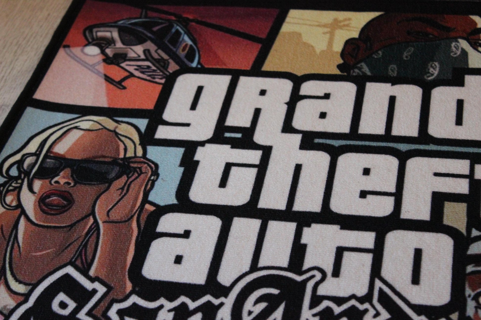 GTA San Andreas Rug - PS2 Video Game Cover Carpet - Rockstar Games Art - GTA Playstation Video Game - Gaming Room Decor - Soft Floor Cover