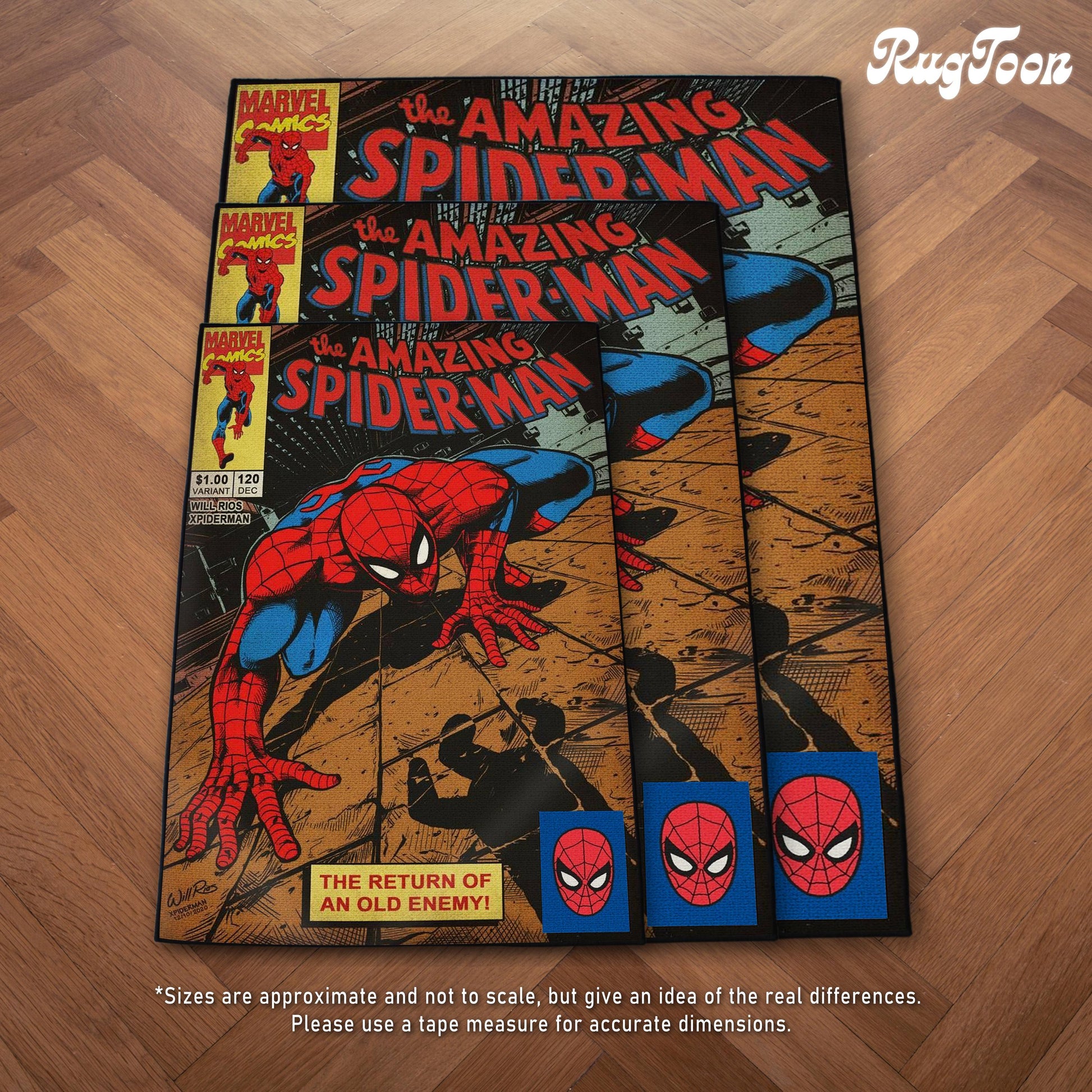 Spider-Man Rug - Classic Comics Cover Carpet - Marvel Superhero Inspired - Spider-Man Fan Art - Vintage Comic Art Mat - Soft Floor Cover