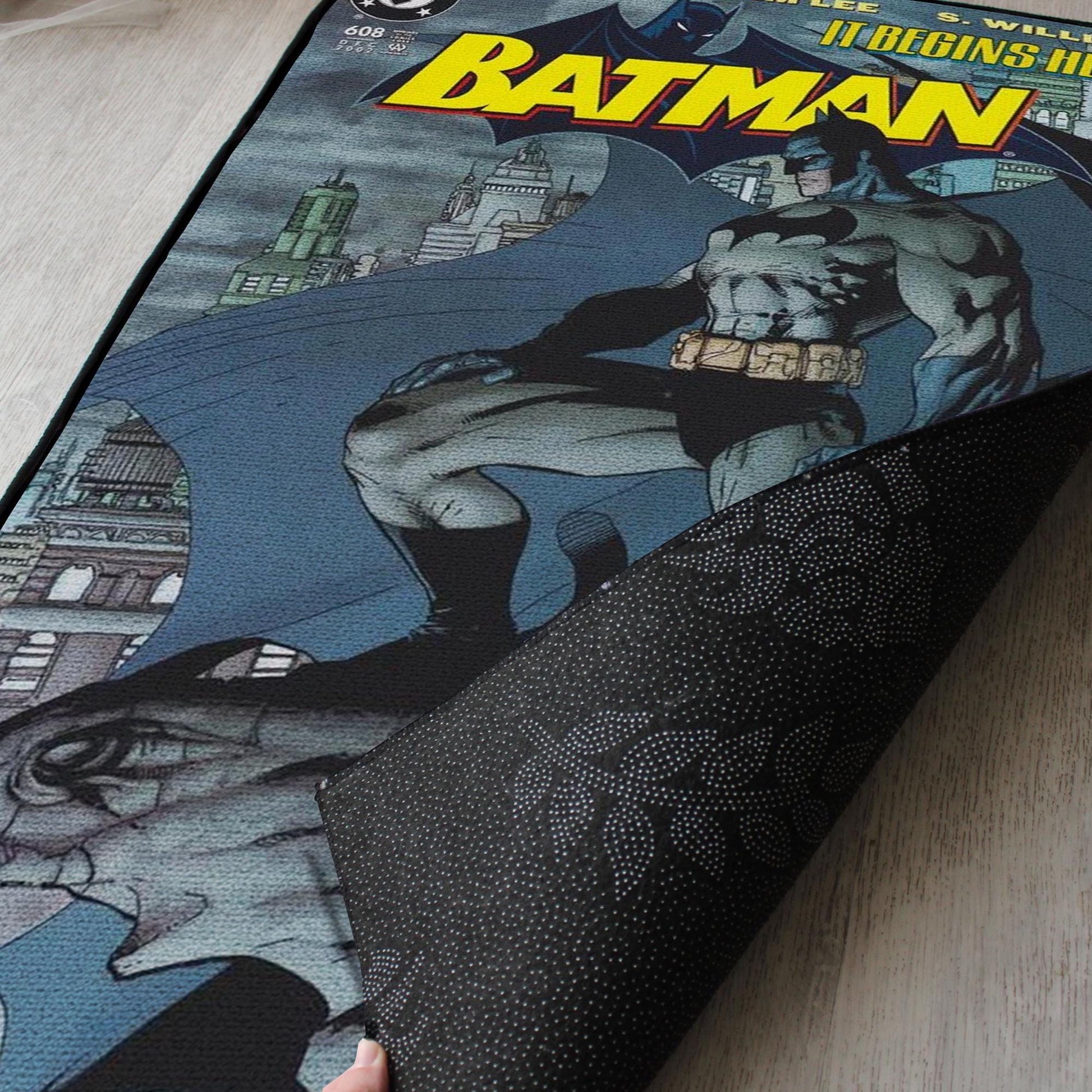 Bat-man Rug - Batman Comics Carpet- Comics Superhero Inspired - Vintage Cover Art Decor - Dark-Knight Fan Art Mat - Soft Floor Cover