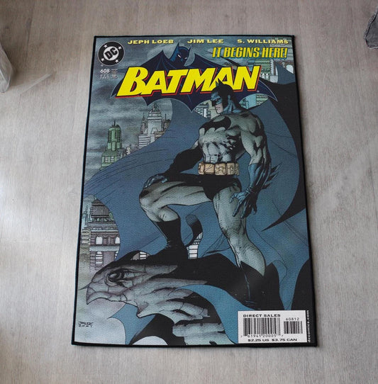 Bat-man Rug - Batman Comics Carpet- Comics Superhero Inspired - Vintage Cover Art Decor - Dark-Knight Fan Art Mat - Soft Floor Cover