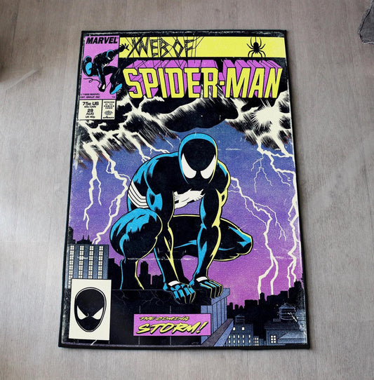 Spider-Man Rug - Black Suit Spiderman Comics Carpet - Web of Spider-Man Inspired - Marvel Cover Art - Superhero Fan Mat - Soft Floor Cover