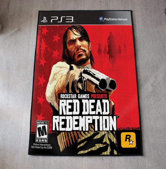 Red Dead Redemption I Rug - PS3 Video Game Cover Carpet - Rockstar Game Inspired - Cowboy Artwork - John Marston Mat - Soft Floor Cover