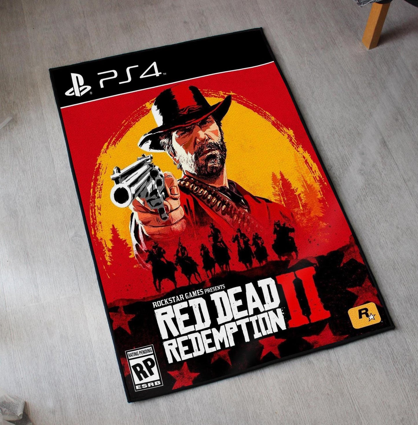 Red Dead Redemption II Rug - PS4 Video Game Cover - Rockstar Games Carpet - Rockstar Art Mat - Arthur Morgan Mat - Soft Floor Cover