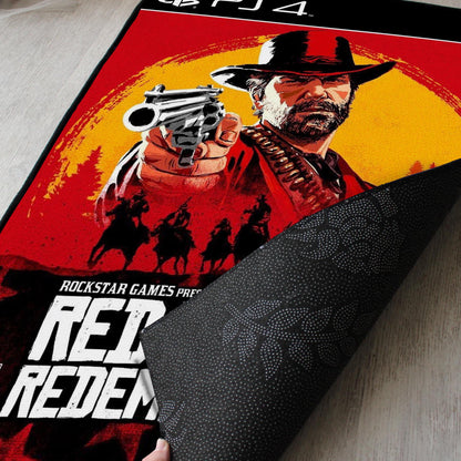 Red Dead Redemption II Rug - PS4 Video Game Cover - Rockstar Games Carpet - Rockstar Art Mat - Arthur Morgan Mat - Soft Floor Cover