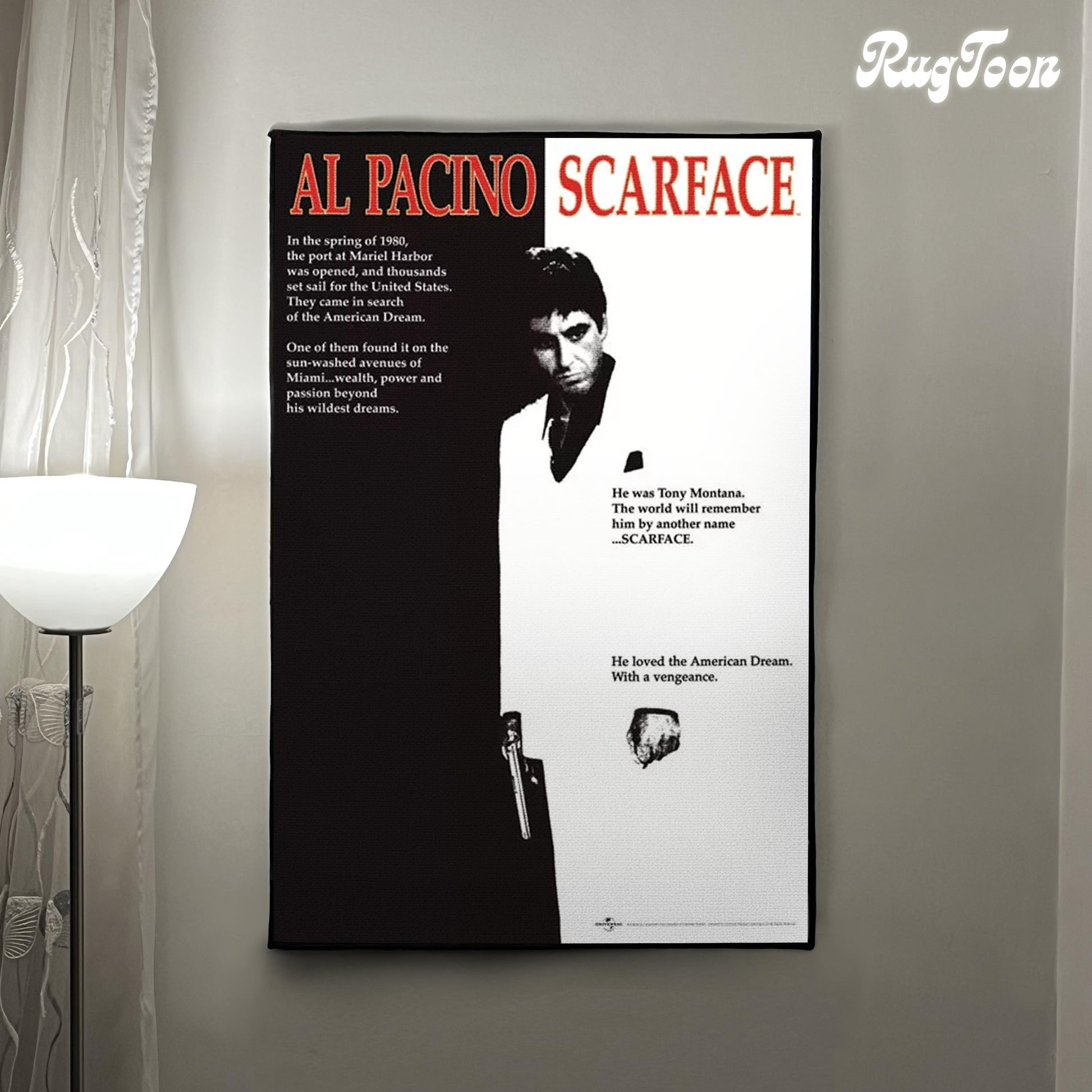 Scarface Rug - Tony Montana Movie Poster Carpet - Al Pacino Film Art - Classic Movie Poster Rug - Retro Film Decor - Soft Floor Cover