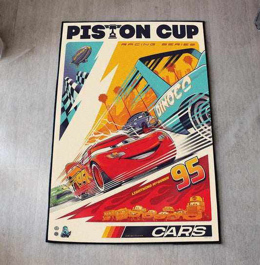 Car Rug - M Queen Rug - Pistons Cup Fan Art Cover - Movie Inspired - Lightning M Queen Carpet - Soft Floor Cover
