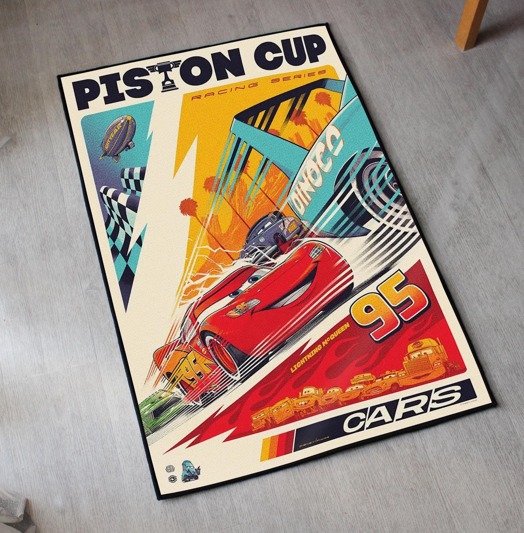 Car Rug - M Queen Rug - Pistons Cup Fan Art Cover - Movie Inspired - Lightning M Queen Carpet - Soft Floor Cover