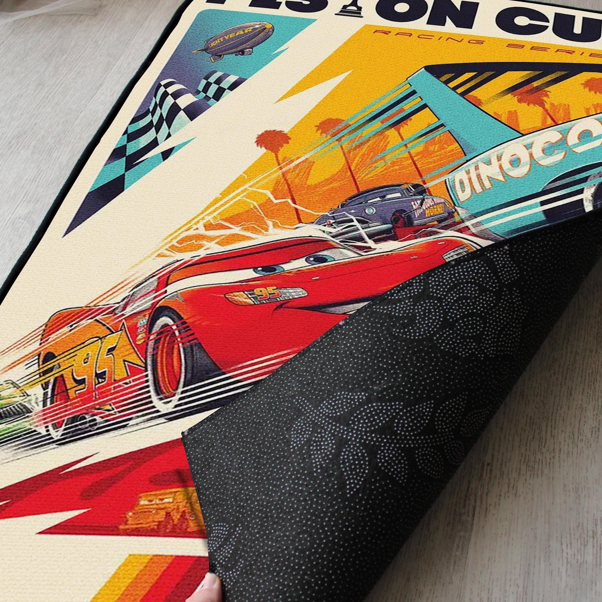 Car Rug - M Queen Rug - Pistons Cup Fan Art Cover - Movie Inspired - Lightning M Queen Carpet - Soft Floor Cover