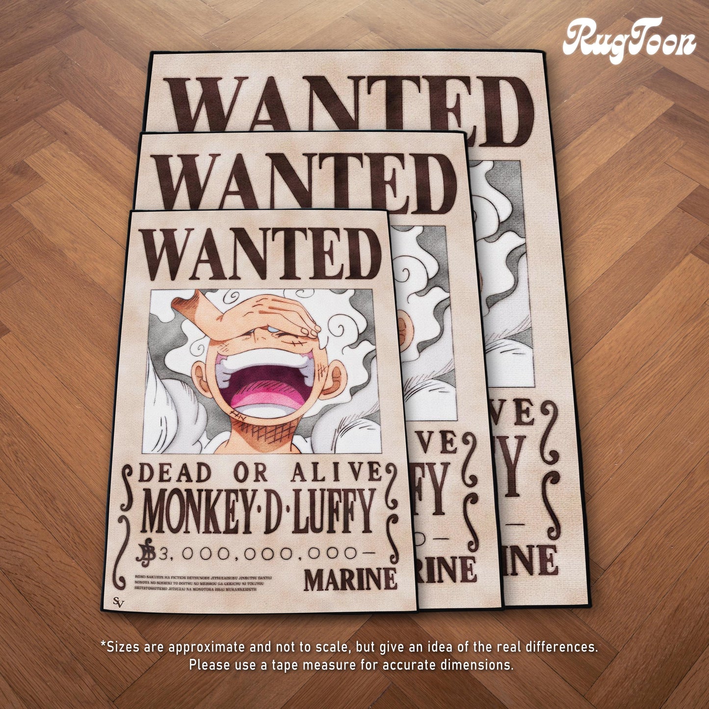 One Piece Rug - Luffy Gear 5 Wanted Bounty Art Carpet - Manga & Anime Inspired - One Piece Cover Art - One Piece Art Mat - Soft Floor Cover