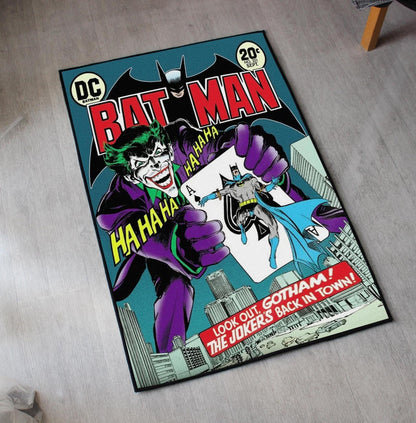 Batman Rug - Batman & Joker Comics Carpet - DC Superhero Inspired - Vintage Cover Art Decor - Dark Knight Fan Art Mat - Soft Floor Cover