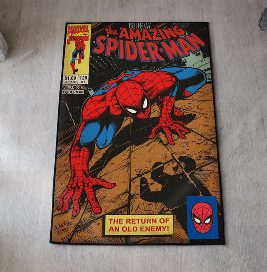 Spider-Man Rug - Classic Comics Cover Carpet - Marvel Superhero Inspired - Spider-Man Fan Art - Vintage Comic Art Mat - Soft Floor Cover