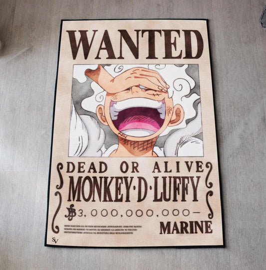 One Piece Rug - Luffy Gear 5 Wanted Bounty Art Carpet - Manga & Anime Inspired - One Piece Cover Art - One Piece Art Mat - Soft Floor Cover