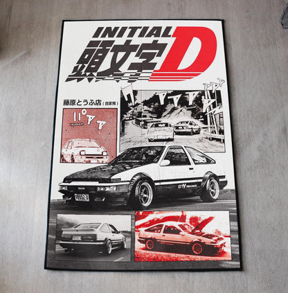 Initial D Rug - Anime Fan Art Carpet - Drift Racing Manga Inspired - Initial D Cover Art - Car Culture Mat - Japanese Anime Floor Cover