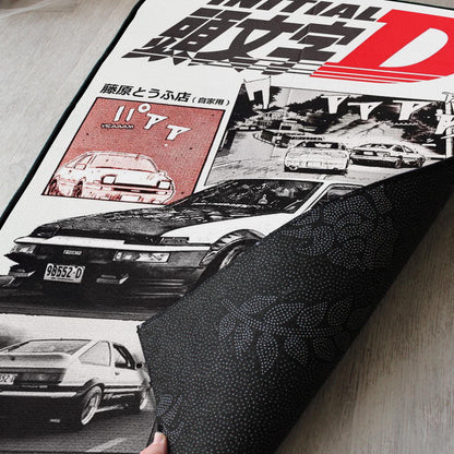 Initial D Rug - Anime Fan Art Carpet - Drift Racing Manga Inspired - Initial D Cover Art - Car Culture Mat - Japanese Anime Floor Cover
