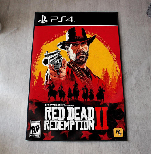 Red Dead Redemption II Rug - PS4 Video Game Cover - Rockstar Games Carpet - Rockstar Art Mat - Arthur Morgan Mat - Soft Floor Cover