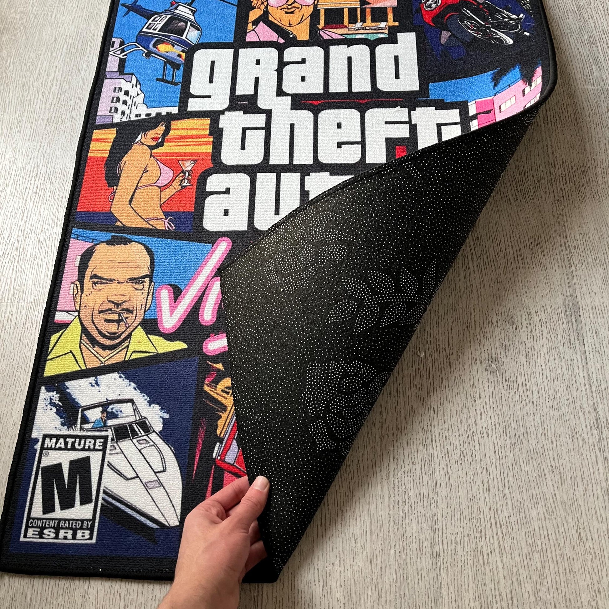 GTA Vice City Rug - PS2 Video Game Cover Carpet - Grand Theft Auto Art - Rockstar Games Art- GTA Playstation Video Game - Soft Floor Cover