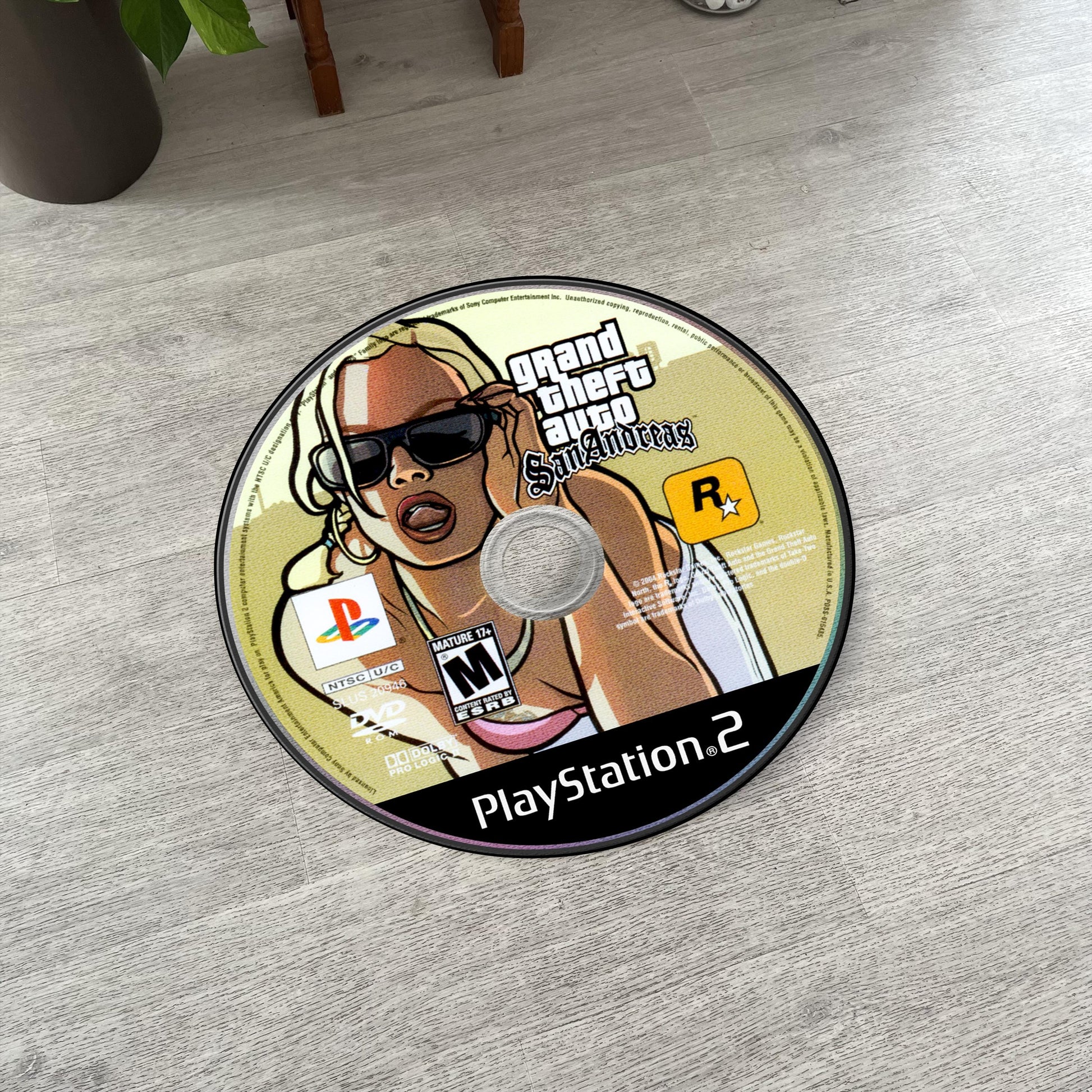 GTA San Andreas Disc Rug - Rockstar Games PS2 Xbox 360 Carpet - Gamer Room Decor - Retro Game Mat - Video Game Fan Art
