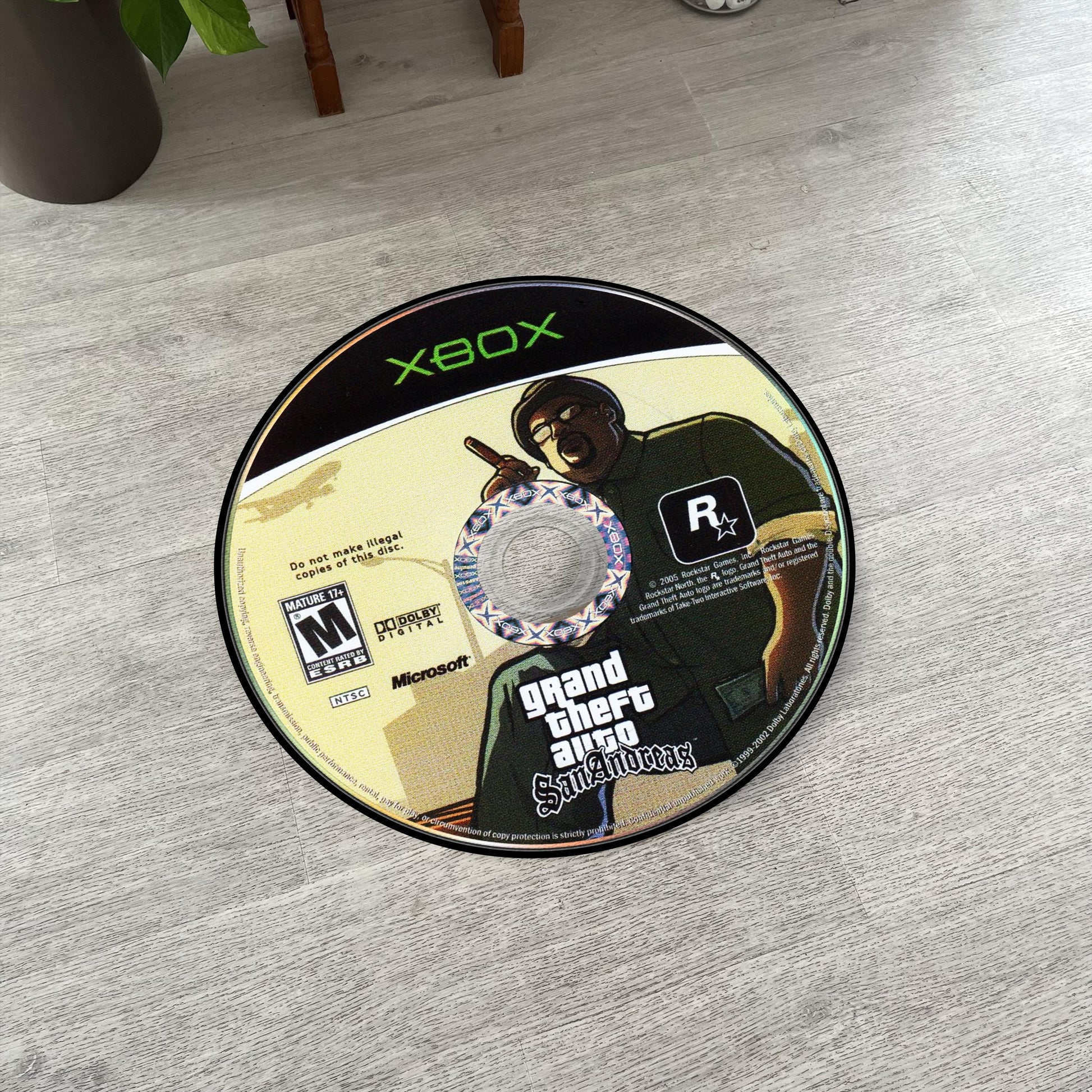 GTA San Andreas Disc Rug - Rockstar Games PS2 Xbox 360 Carpet - Gamer Room Decor - Retro Game Mat - Video Game Fan Art