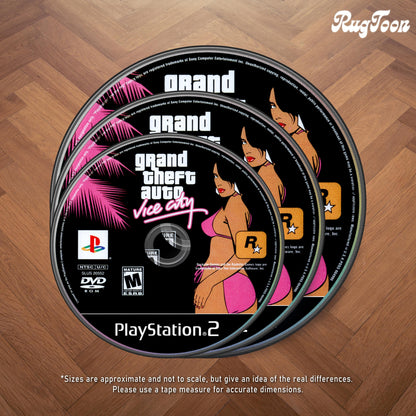 GTA Vice City Disc Rug - Rockstar Games PS2 Xbox 360 Carpet - Gamer Room Decor - Retro Game Mat - Video Game Fan Art