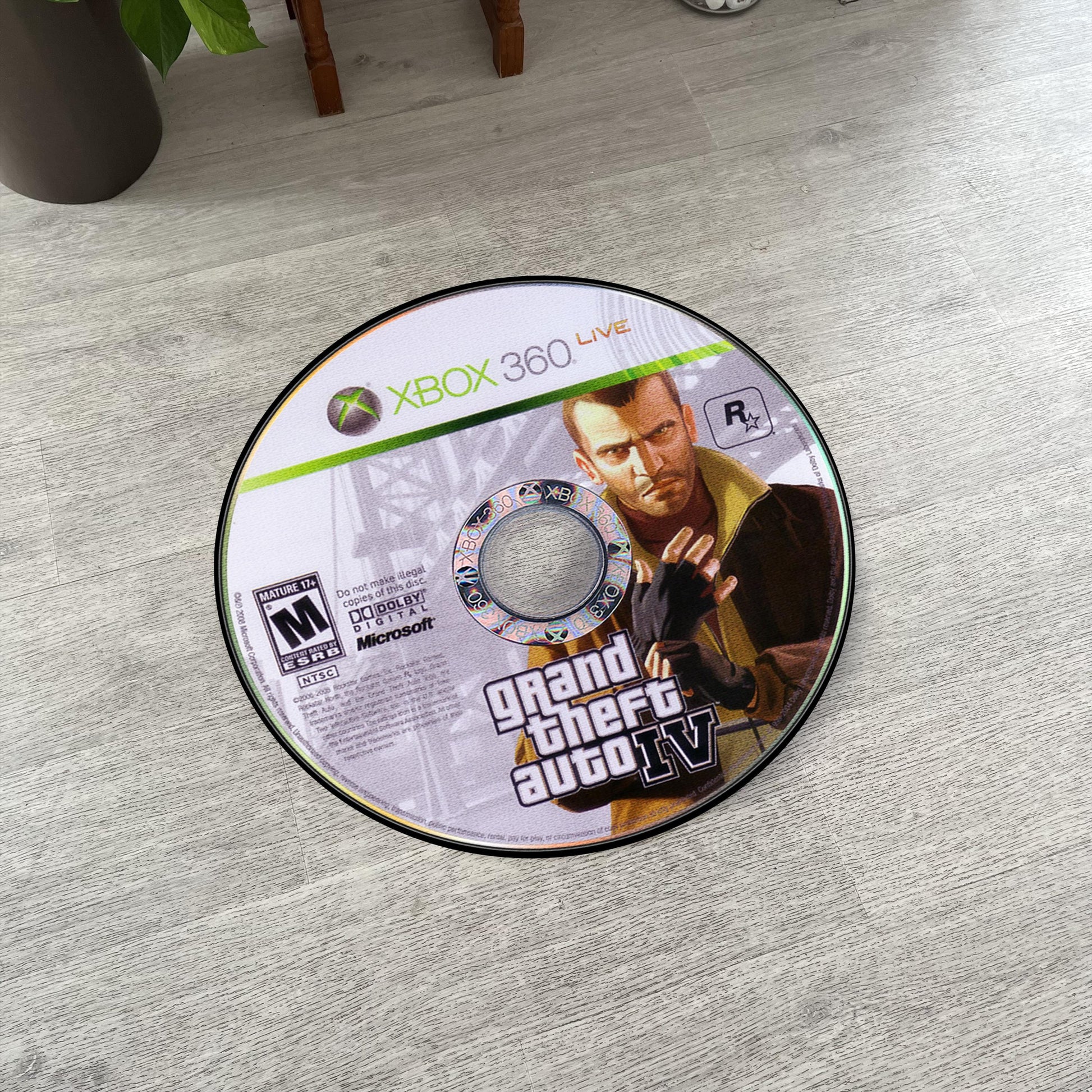 GTA IV Disc Rug - Rockstar Games PS3 Xbox 360 Carpet - Gamer Room Decor - Retro Game Mat - Liberty City Fan Art - Video Game Gift