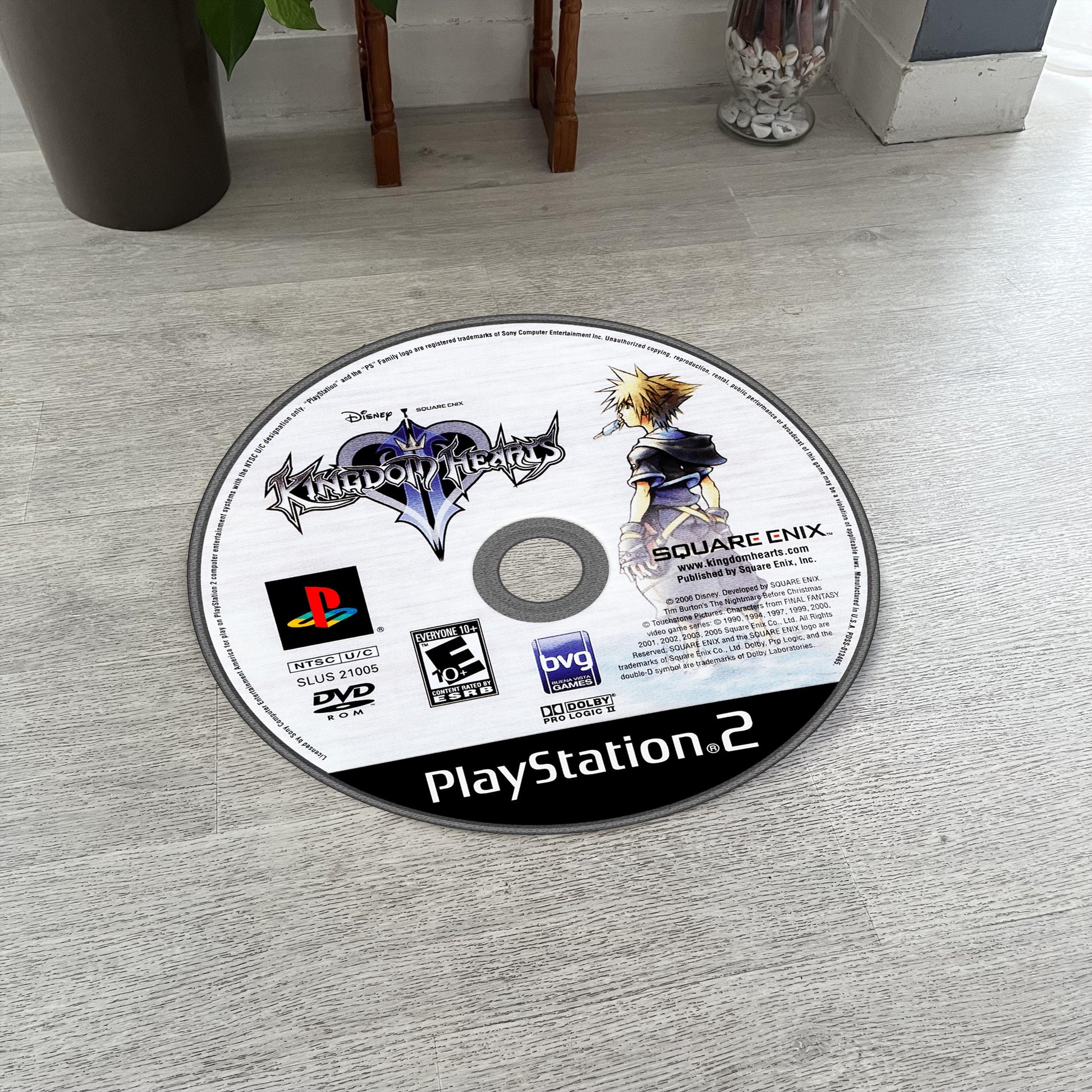 Kingdom Hearts II Disc Rug - PS2 Carpet - Gamer Room Decor - RPG Game Mat - Kingdom Hearts Fan Art - Disney Video Game Rug