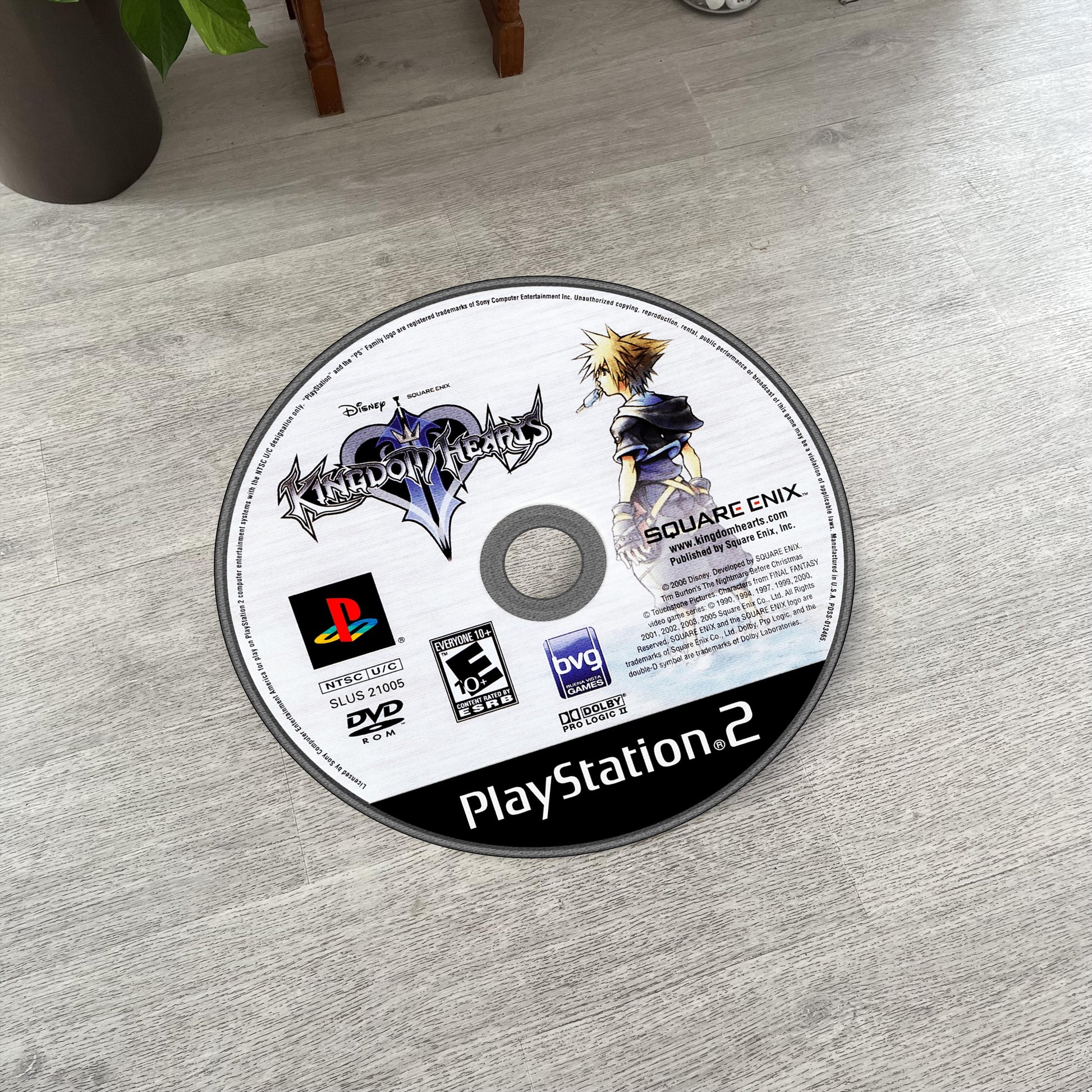 Kingdom Hearts II Disc Rug - PS2 Carpet - Gamer Room Decor - RPG Game Mat - Kingdom Hearts Fan Art - Disney Video Game Rug
