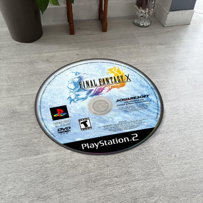 Final Fantasy X Disc Rug - PS2 Video Game Carpet - Fantasy RPG Decor - Gamer Room Mat - Retro Game Fan Art - Final Fantasy X Carpet