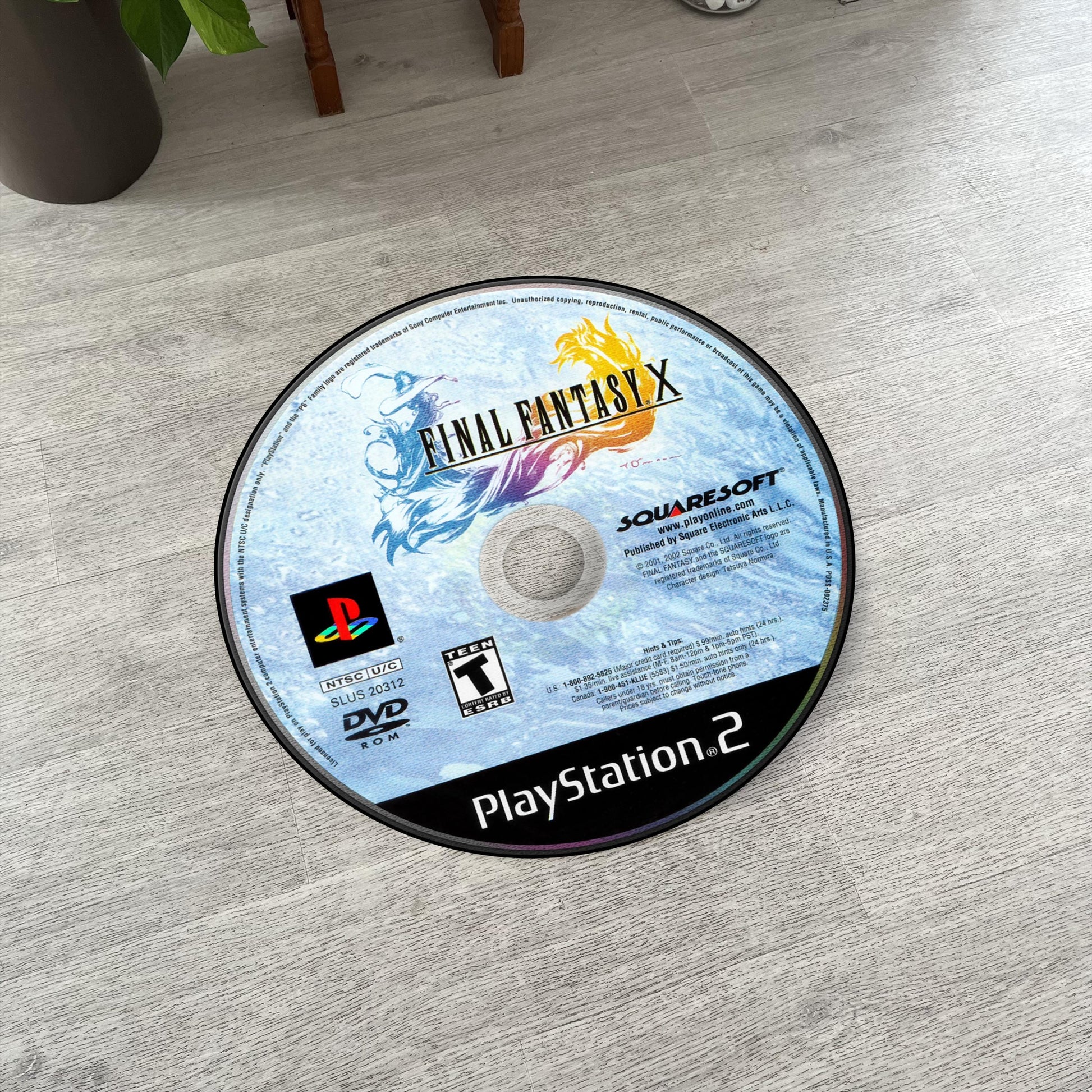 Final Fantasy X Disc Rug - PS2 Video Game Carpet - Fantasy RPG Decor - Gamer Room Mat - Retro Game Fan Art - Final Fantasy X Carpet