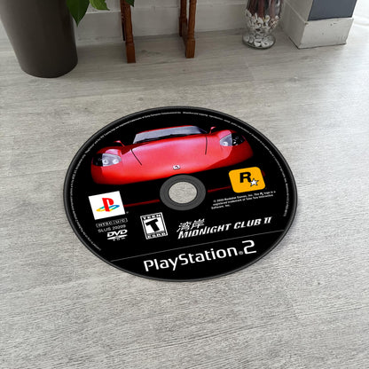 Midnight Club 2 Disc Rug - PS2 Xbox 360 Racing Game Carpet - Gamer Room Decor - Retro Game Mat - Racing Fan Art - Video Game Decor