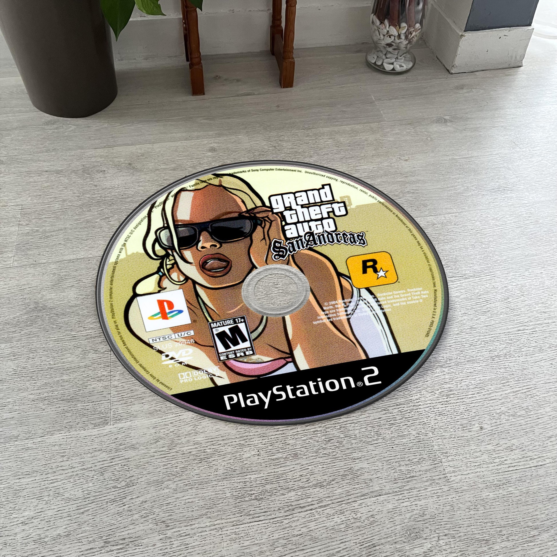 GTA San Andreas Disc Rug - Rockstar Games PS2 Xbox 360 Carpet - Gamer Room Decor - Retro Game Mat - Video Game Fan Art