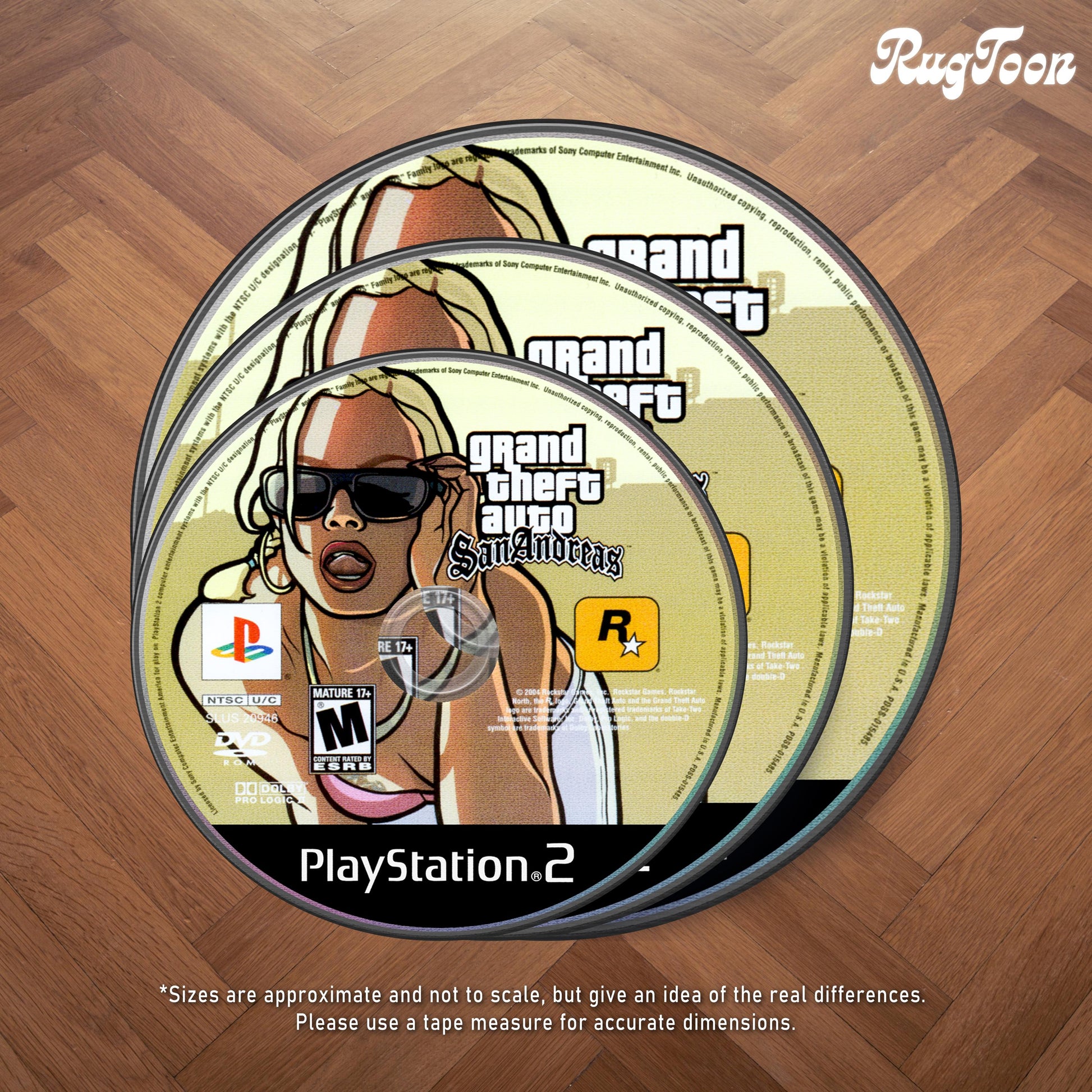 GTA San Andreas Disc Rug - Rockstar Games PS2 Xbox 360 Carpet - Gamer Room Decor - Retro Game Mat - Video Game Fan Art