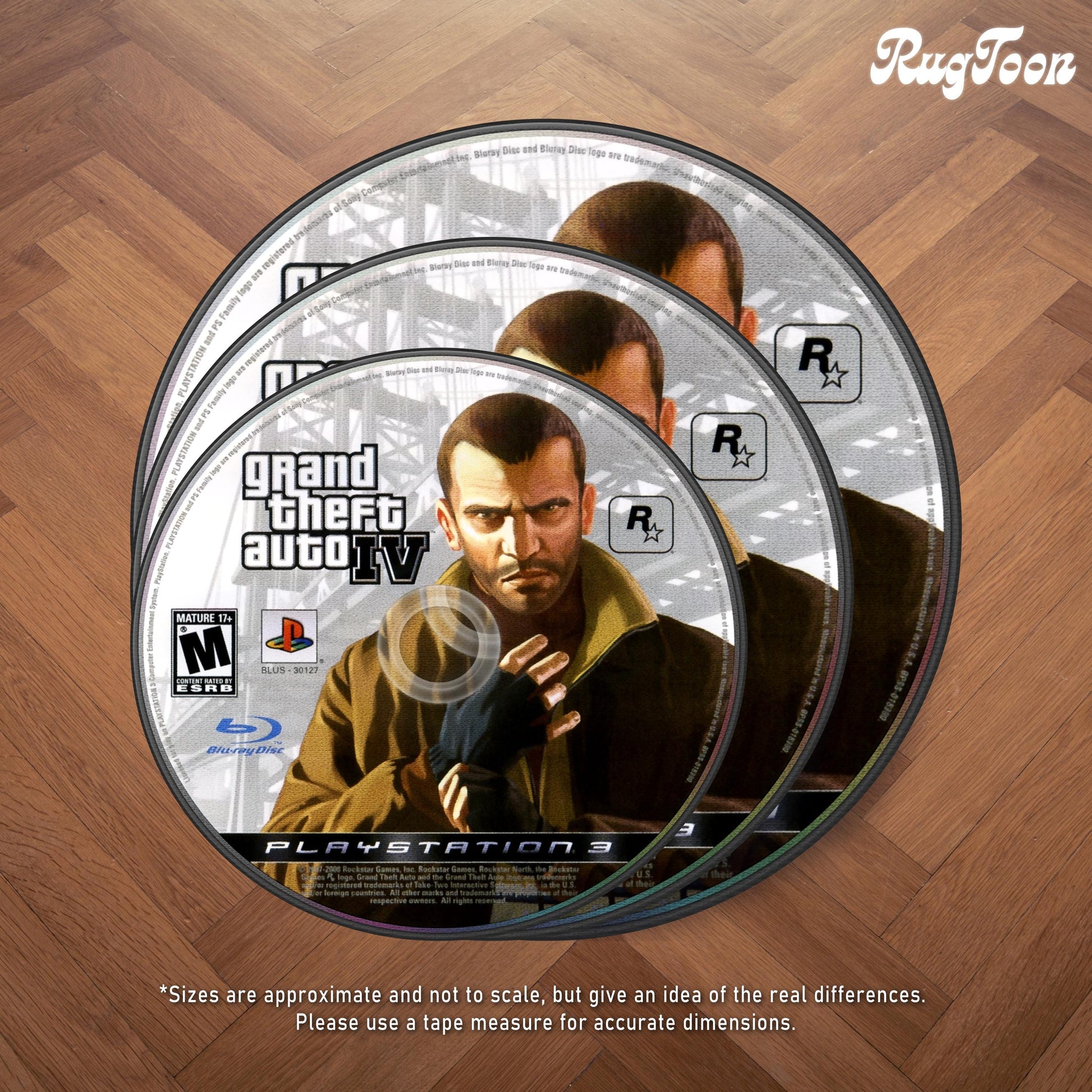 GTA IV Disc Rug - Rockstar Games PS3 Xbox 360 Carpet - Gamer Room Decor - Retro Game Mat - Liberty City Fan Art - Video Game Gift
