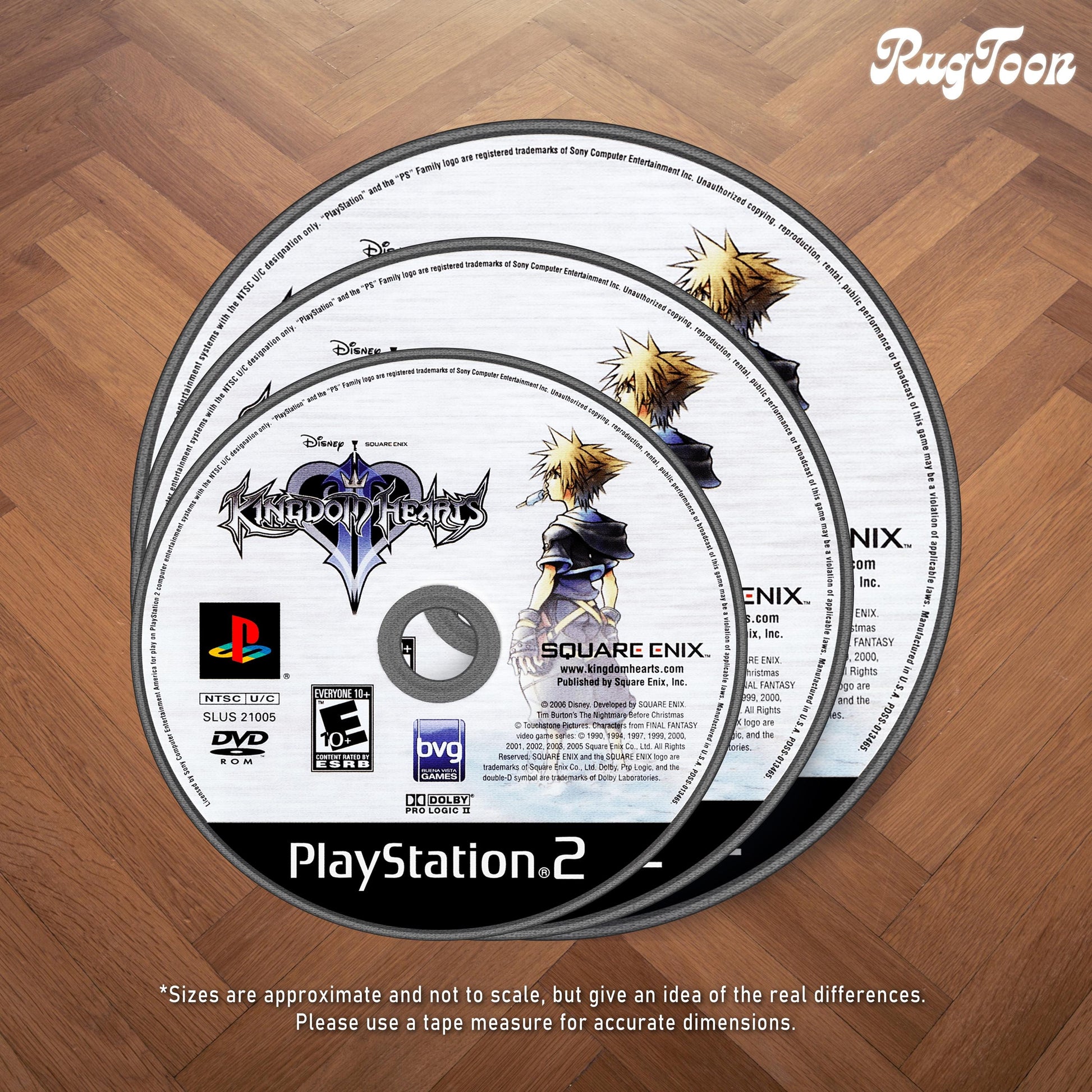 Kingdom Hearts II Disc Rug - PS2 Carpet - Gamer Room Decor - RPG Game Mat - Kingdom Hearts Fan Art - Disney Video Game Rug