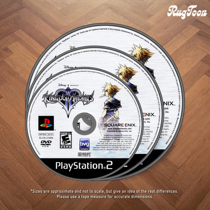 Kingdom Hearts II Disc Rug - PS2 Carpet - Gamer Room Decor - RPG Game Mat - Kingdom Hearts Fan Art - Disney Video Game Rug