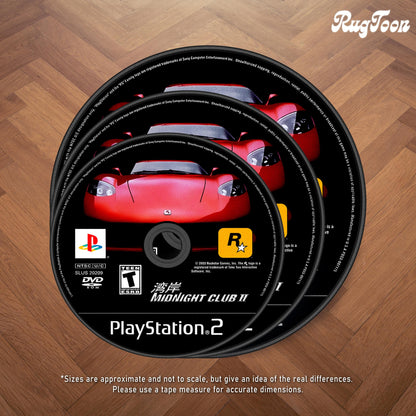 Midnight Club 2 Disc Rug - PS2 Xbox 360 Racing Game Carpet - Gamer Room Decor - Retro Game Mat - Racing Fan Art - Video Game Decor
