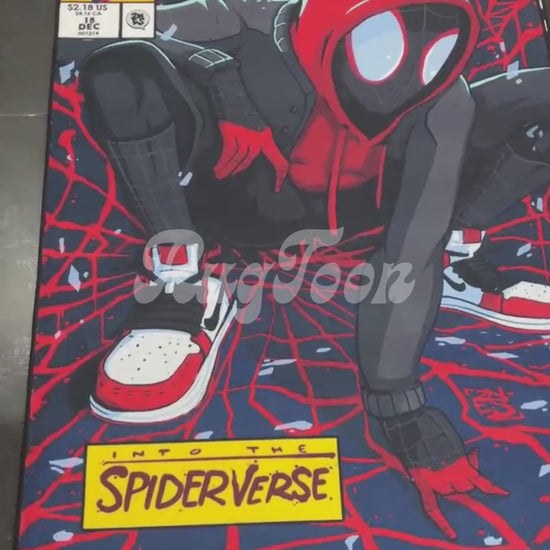 Spider-Man rug with Miles Morales comic book style design