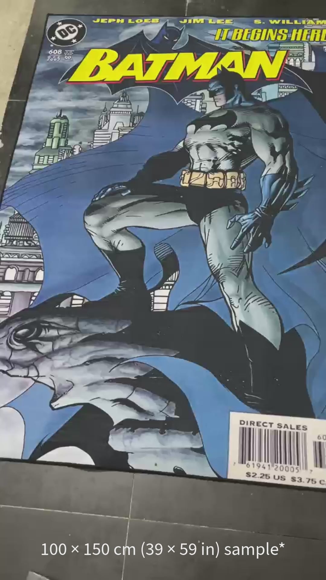 Batman rug with vintage superhero comic book cover design