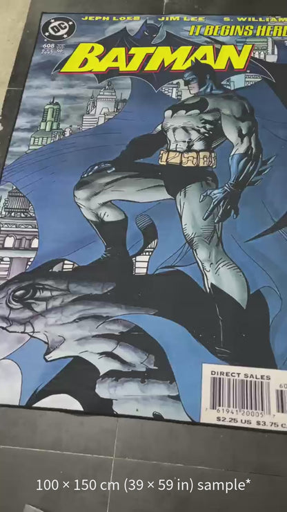 Batman rug with vintage superhero comic book cover design