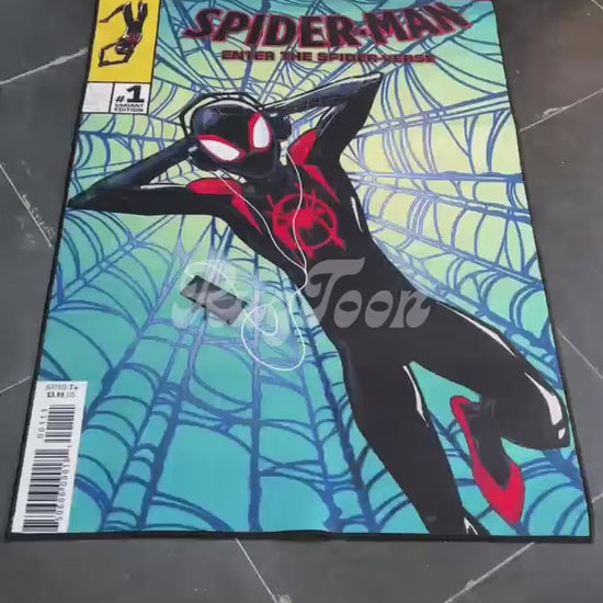 Spider-Man rug featuring Miles Morales comic design