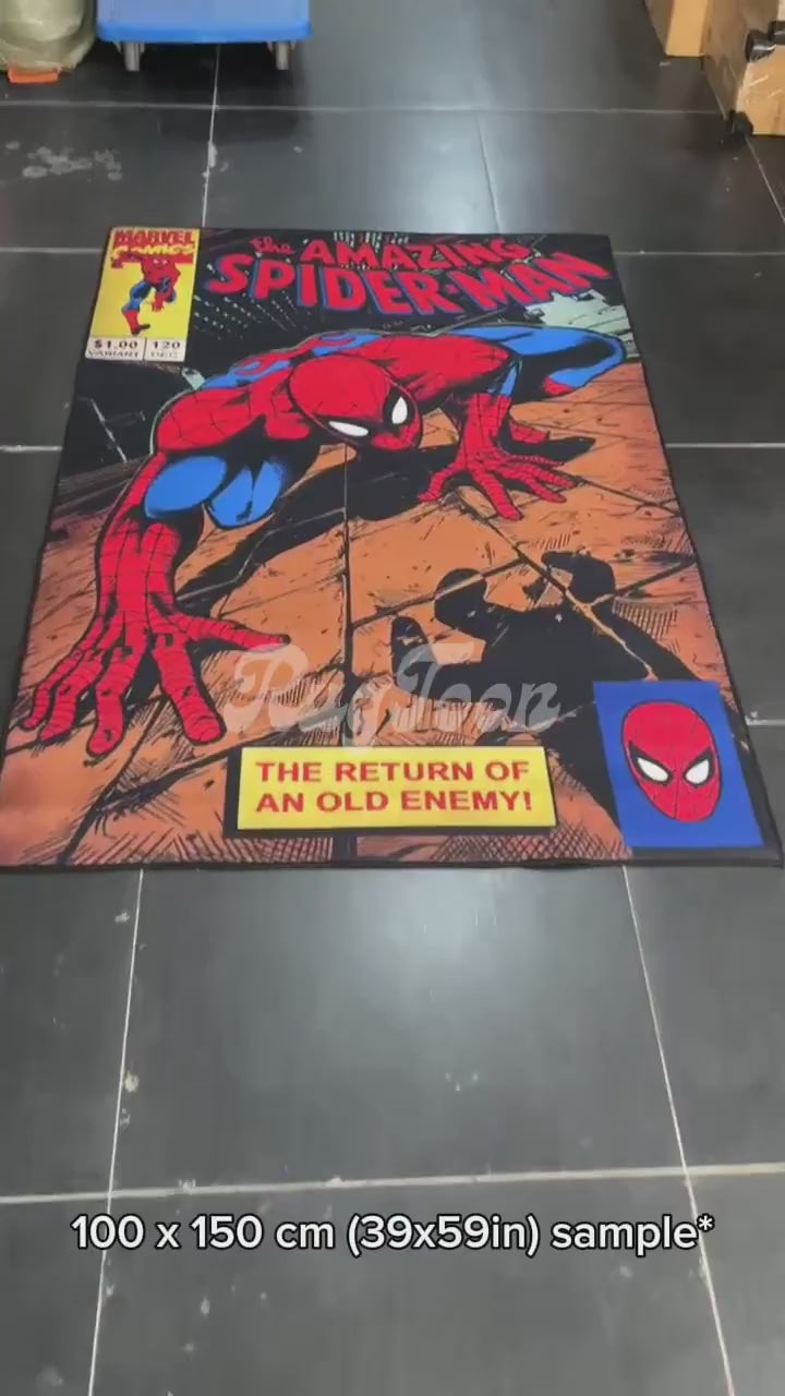 Spider-Man rug featuring classic comic cover design for fans