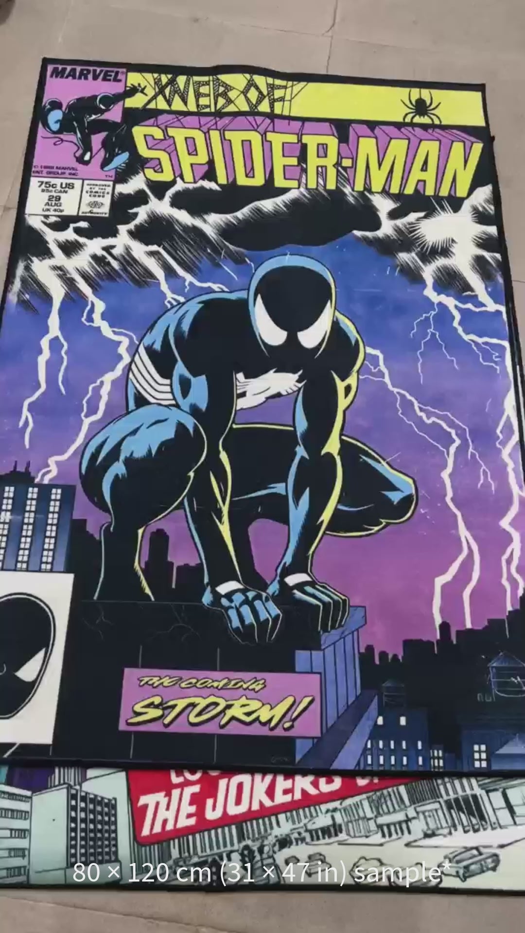 Black Suit Spider-Man rug with classic Marvel comic design