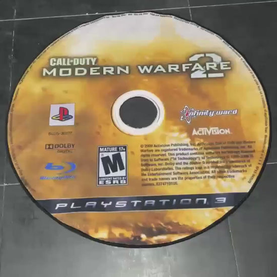 MW2 Call of Duty disc shaped rug for PS3 and Xbox 360 gamers