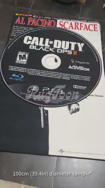 Call of Duty BO2 disc rug for PS3 and Xbox 360 gaming room decor