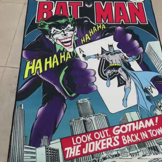 Batman rug with vintage DC Comics Joker design for home decor