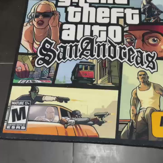 GTA San Andreas rug with PS2 video game cover art design