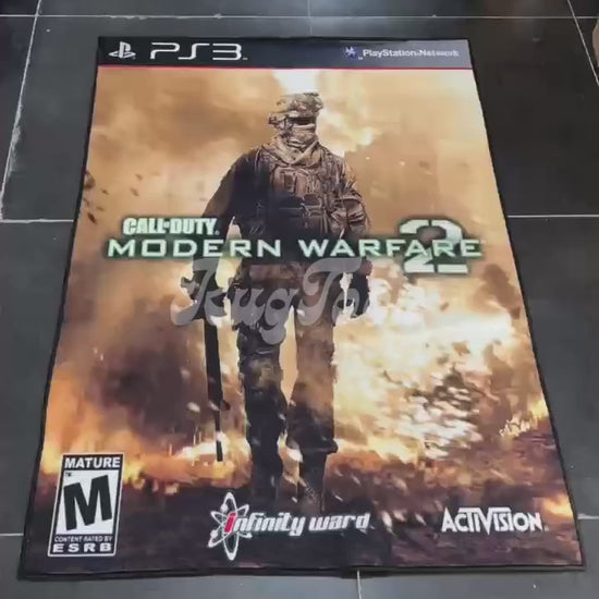 Call of Duty MW2 rug with PS3 cover art design for gamers