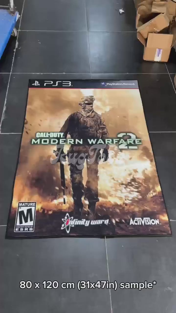 Call of Duty MW2 rug with PS3 cover art design for gamers