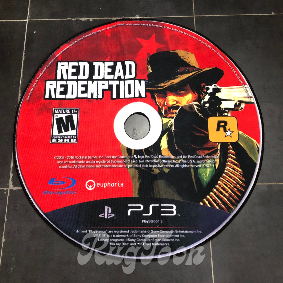 Red Dead Redemption disc rug inspired by Rockstar Games for PS2